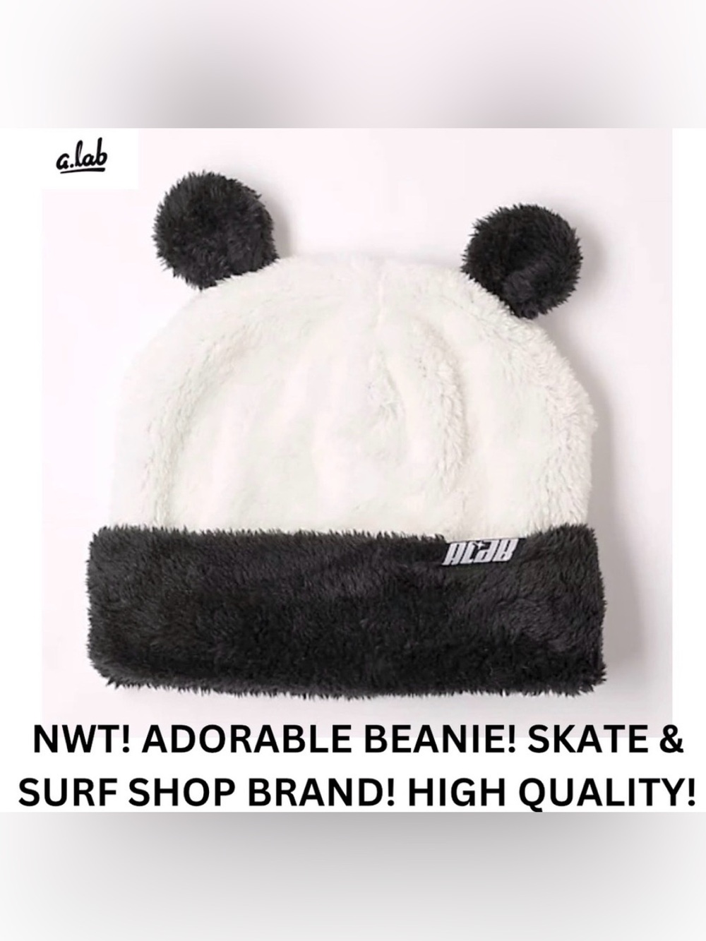 NWT! A.LAB PANDA BEANIE! ADORABLE! WARM, & COMFY! SKATE BRAND! HIGH QUALITY!!!